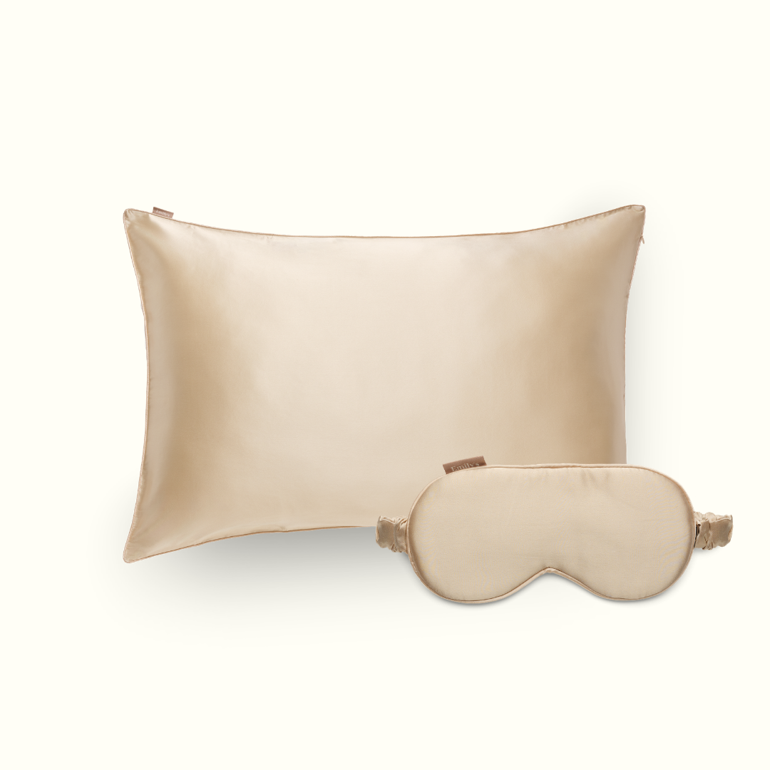 Discovery pack - 100% silk pillowcase and sleep mask - Champagne