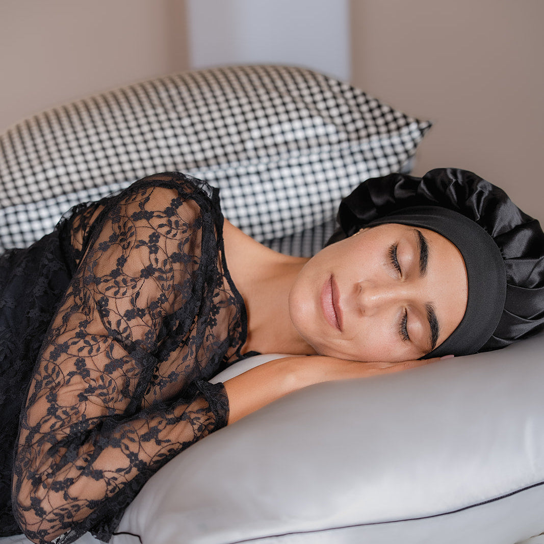 Silk hair bonnet - Black