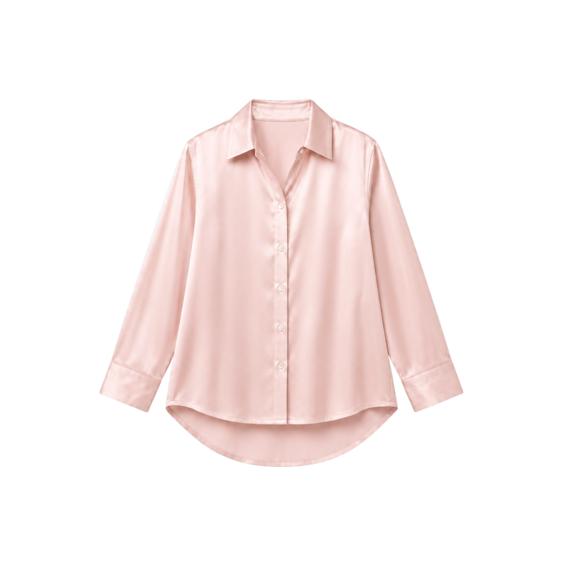 100% Pure Mulberry Silk Oversized Shirt - Powder Pink
