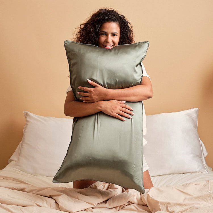 100% Mulberry Silk Pillowcase - Sage green