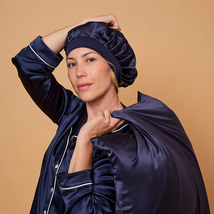 Silk hair bonnet - Midnight blue
