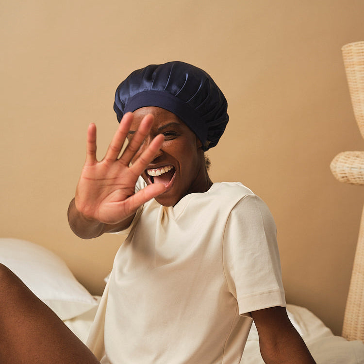 Silk hair bonnet - Midnight blue