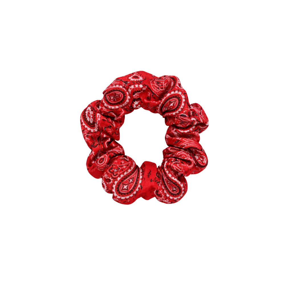 100% pure silk scrunchie - Medium - Red Bandana