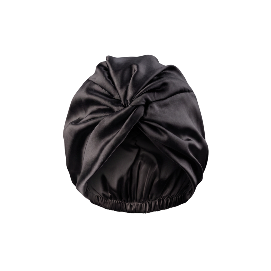 100% Pure Mulberry Silk Turban - Black