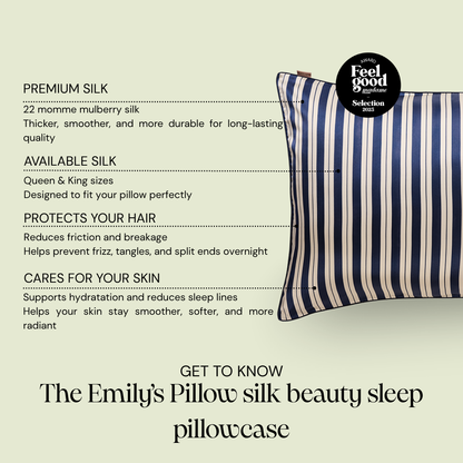 100% Mulberry Silk Pillowcase - Dark blue stripe