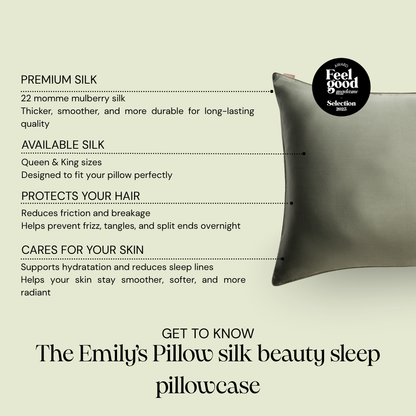 100% Mulberry Silk Pillowcase - Sage green