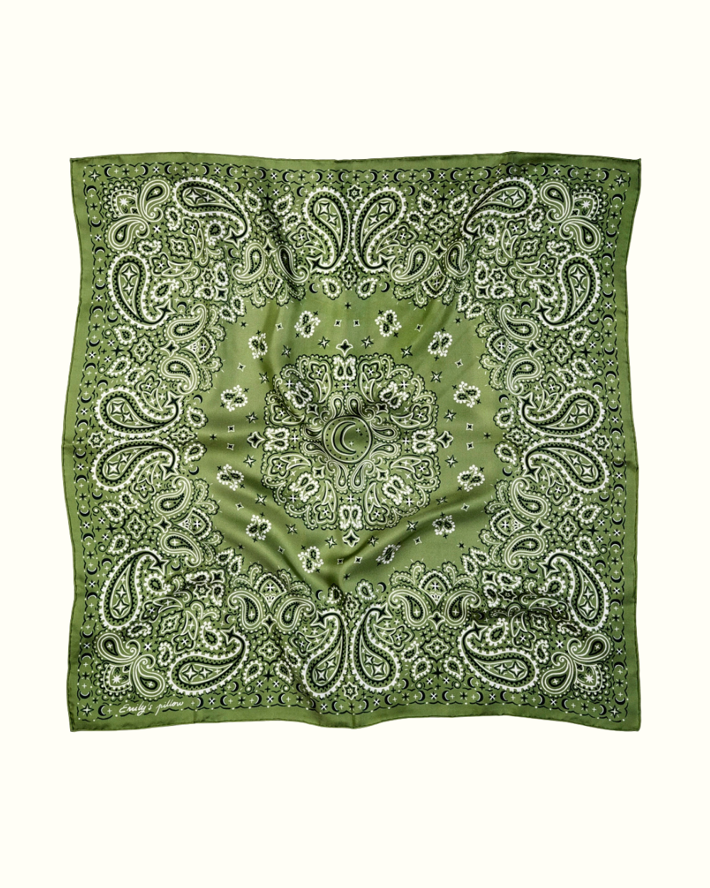 100% pure silk scarf - Green Bandana