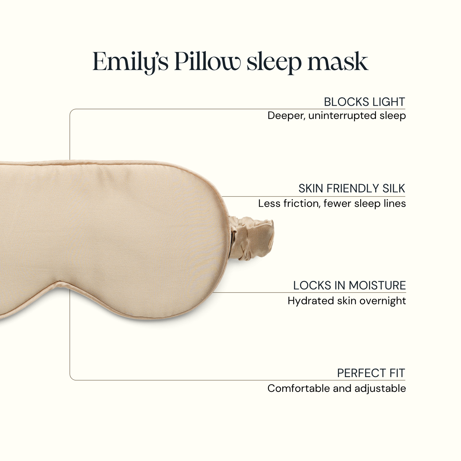 100% Pure silk sleep mask - Champagne