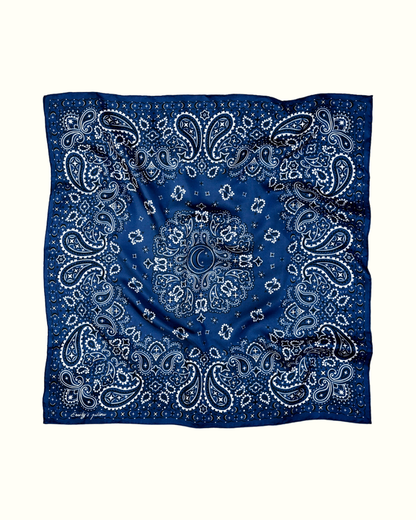 100% pure silk scarf - Blue Bandana