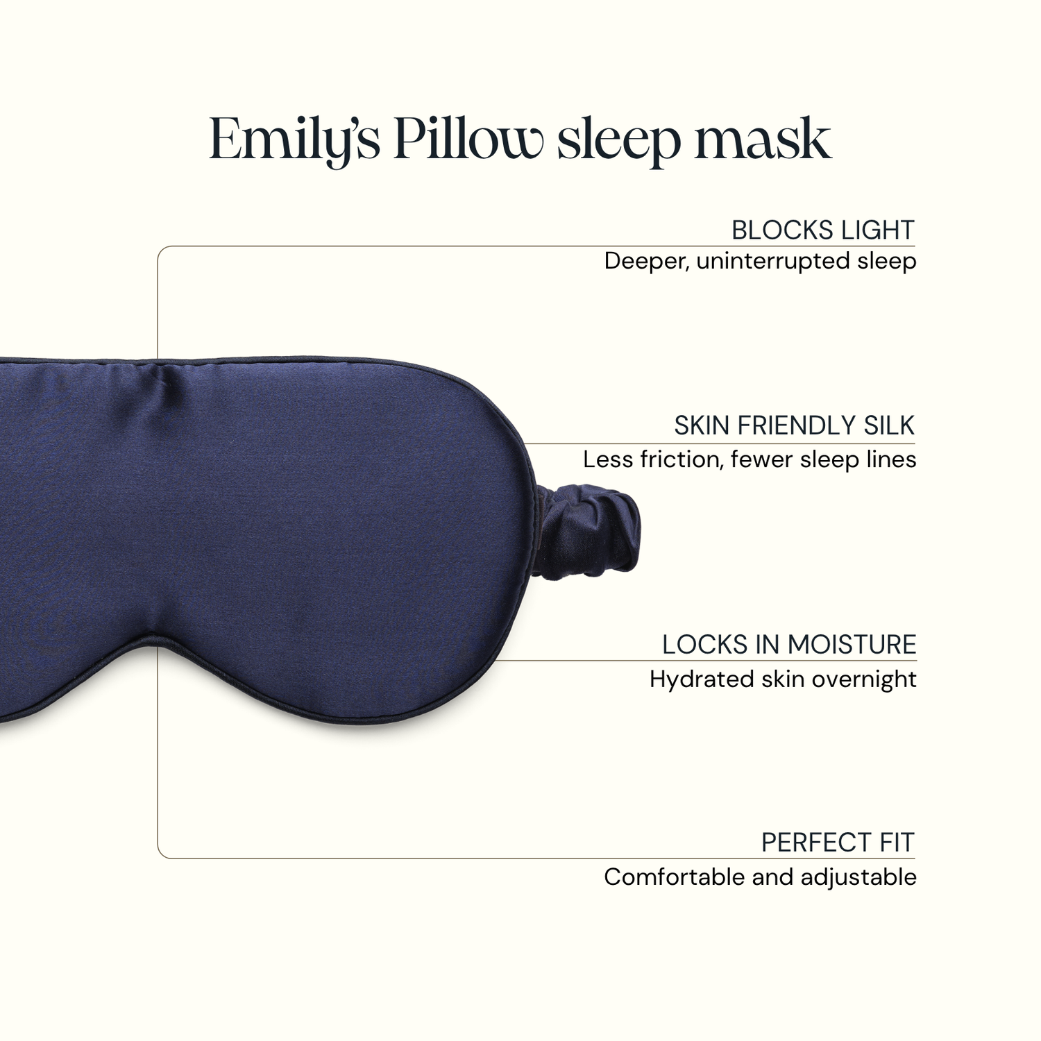 100% Pure silk sleep mask - Midnight blue