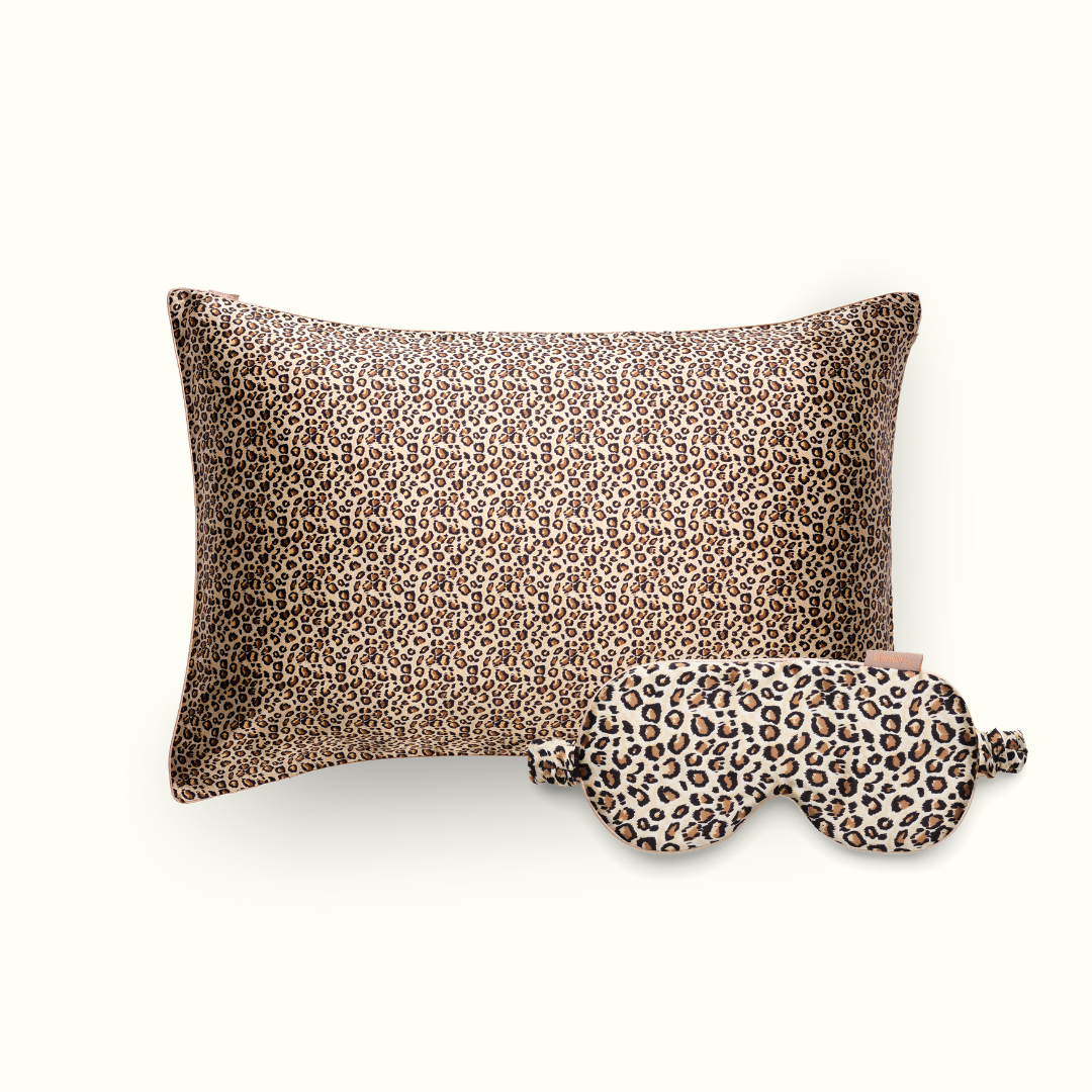 Discovery pack - 100% silk pillowcase and sleep mask - Leopard