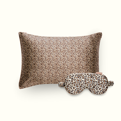 Discovery pack - 100% silk pillowcase and sleep mask - Leopard