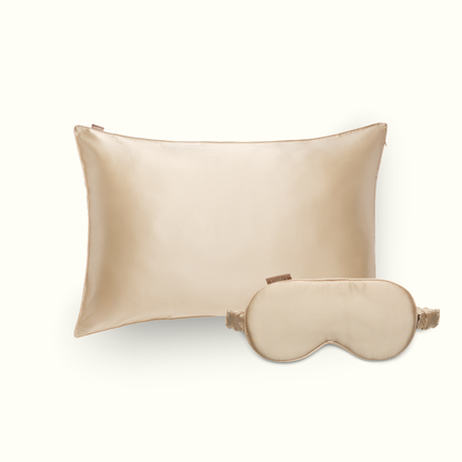 Discovery pack - 100% silk pillowcase and sleep mask - Champagne