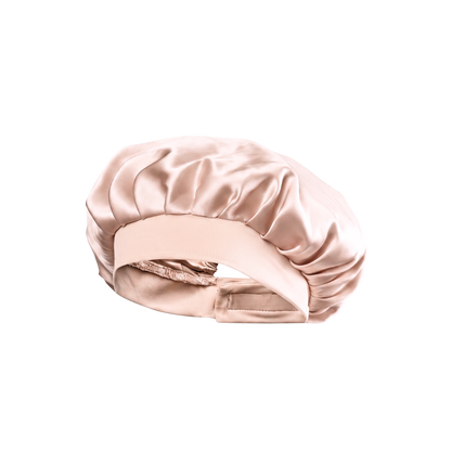 Bonnet de nuit en soie - Rose poudré