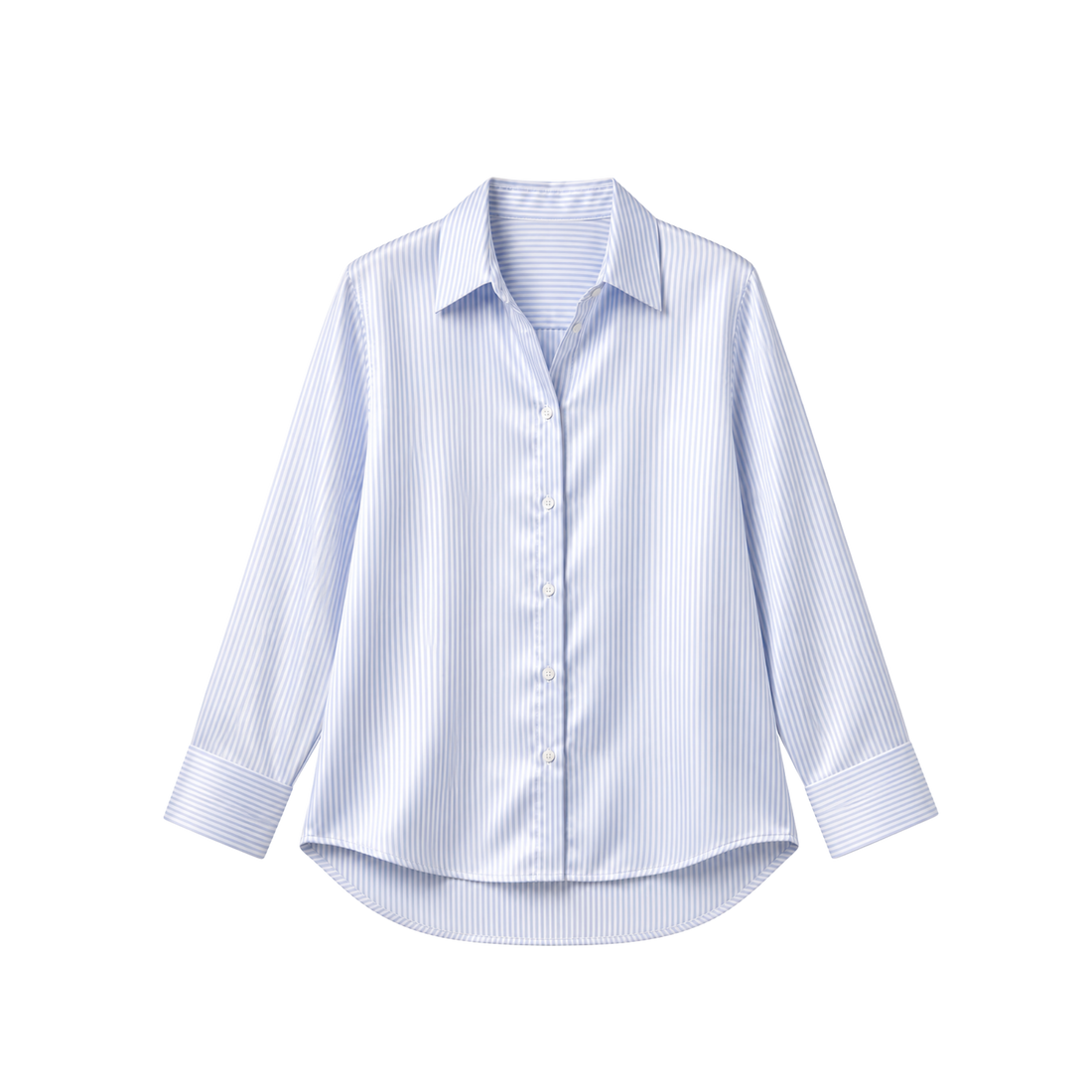 Chemise oversize 100 % pure soie de mûrier – Rayures bleues