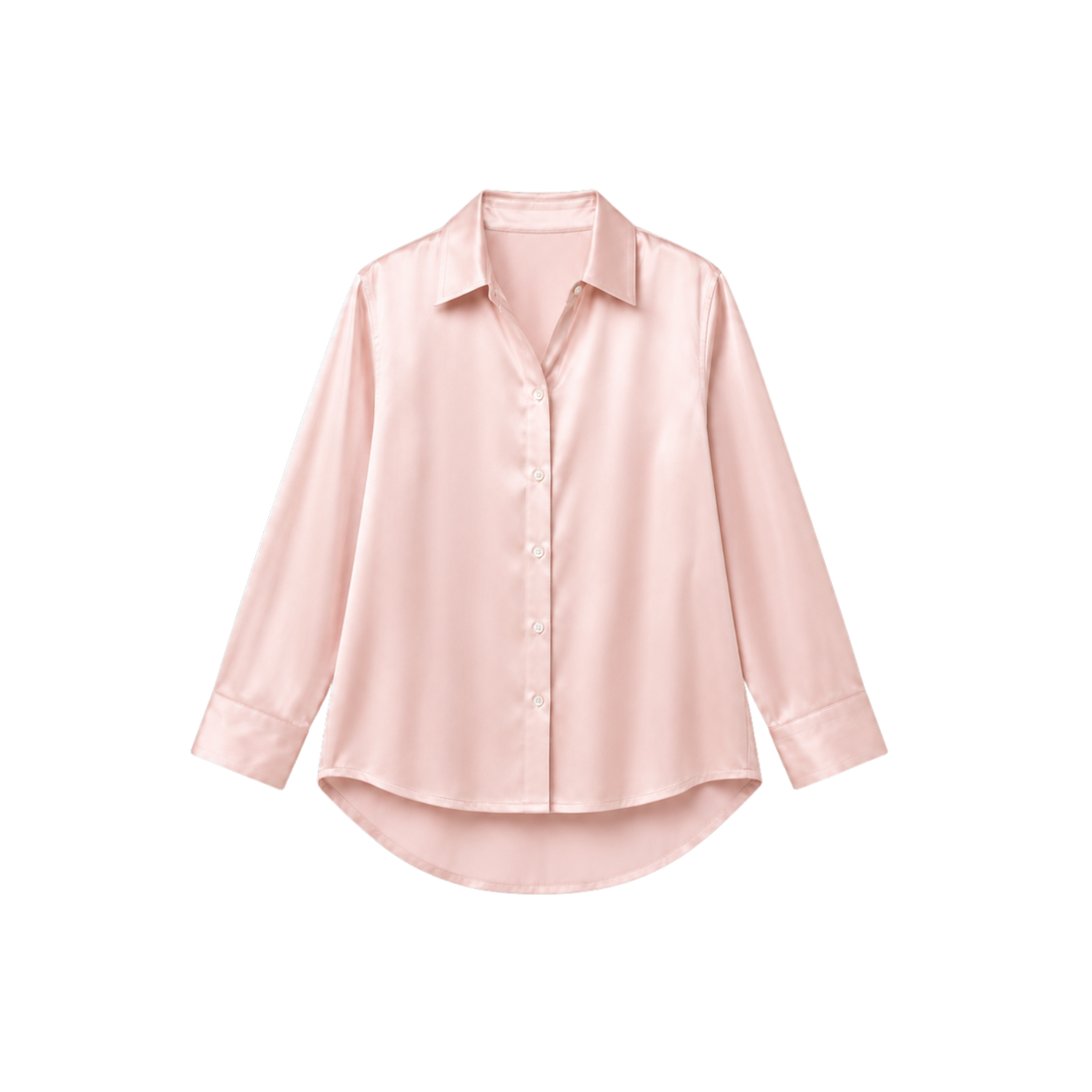100% Pure Mulberry Silk Oversized Shirt - Powder Pink