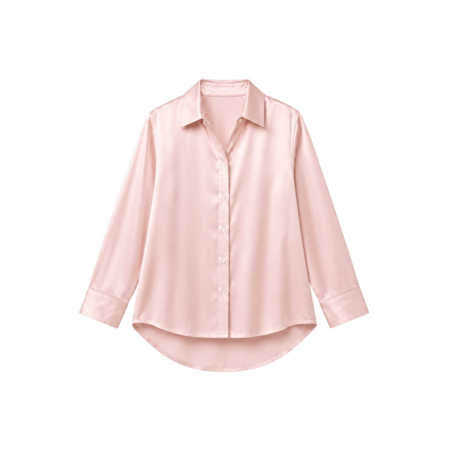 100% Pure Mulberry Silk Oversized Shirt - Powder Pink