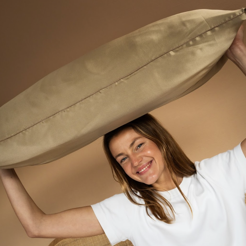 100% Mulberry Silk Pillowcase - Khaki