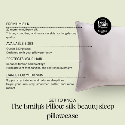 100% Mulberry Silk Pillowcase - Pearl grey