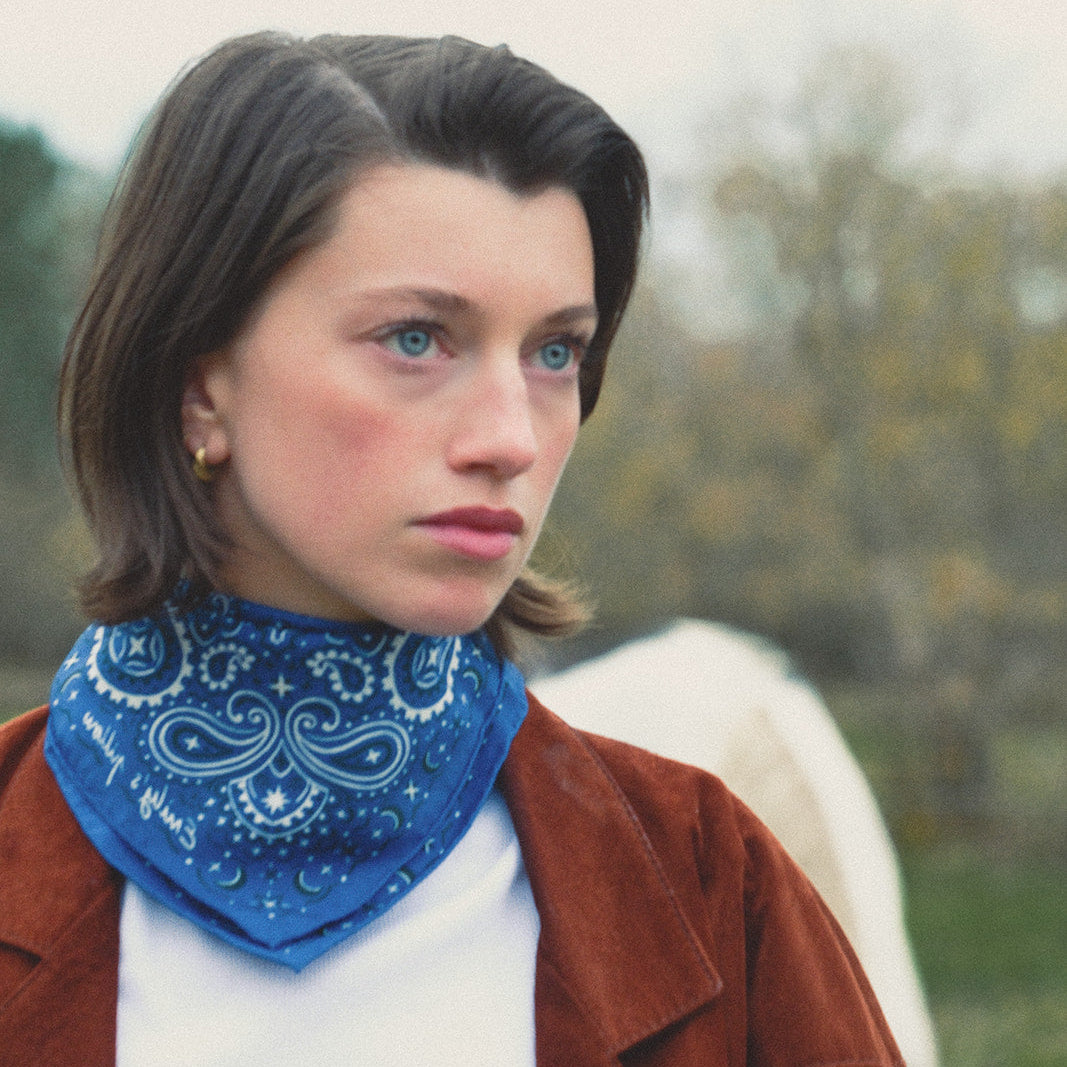 100% pure silk scarf - Blue Bandana