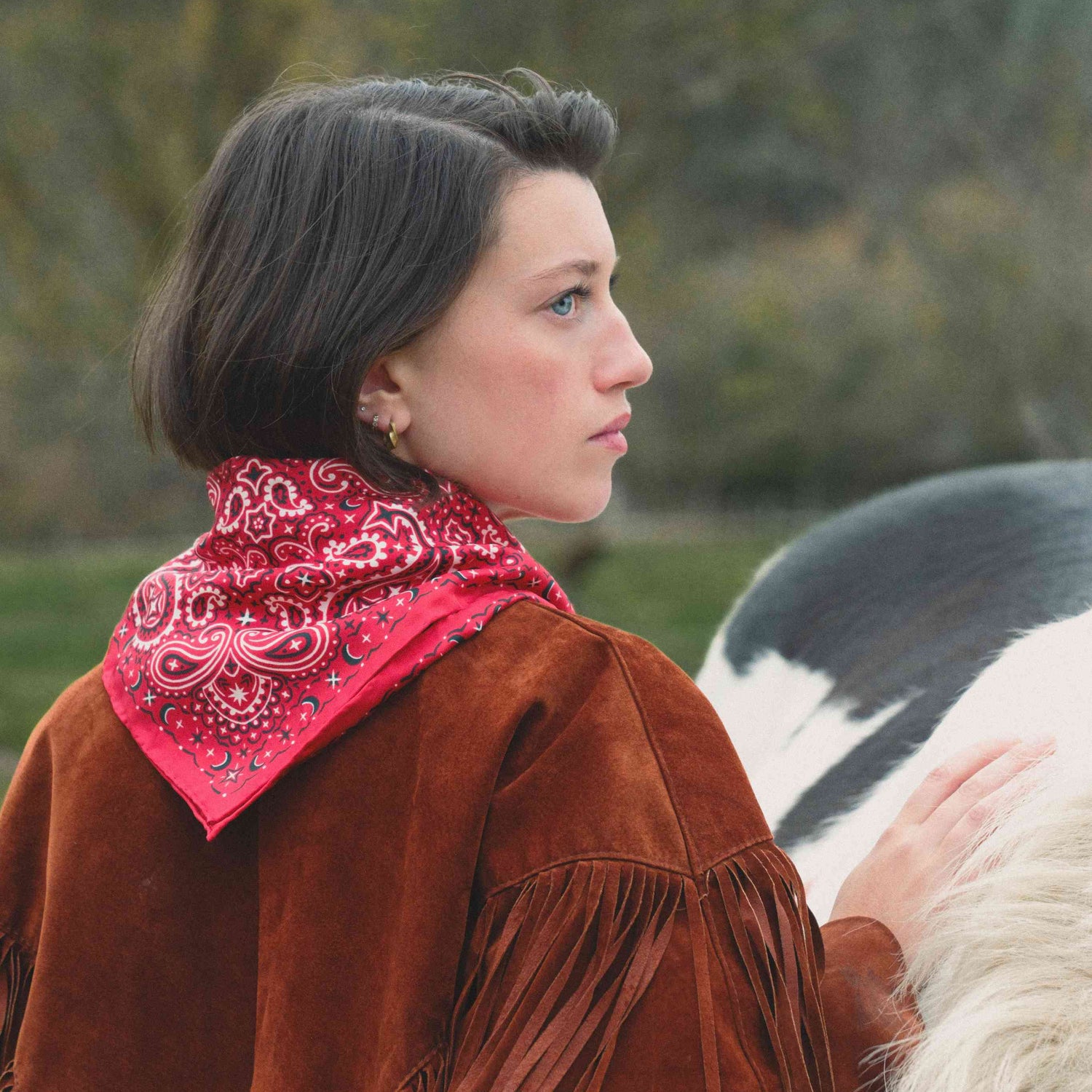 100% pure silk scarf - Red Bandana