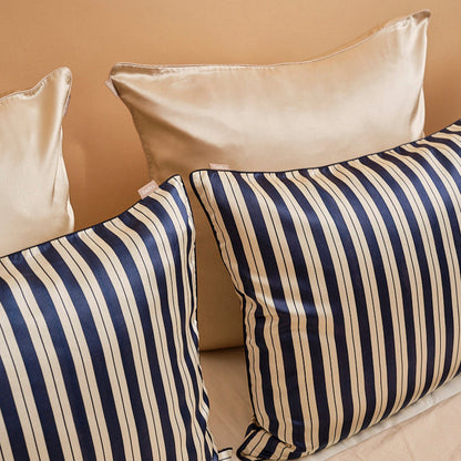 100% Mulberry Silk Pillowcase - Dark blue stripe