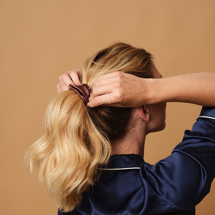 100% pure silk scrunchie - Medium - Moka