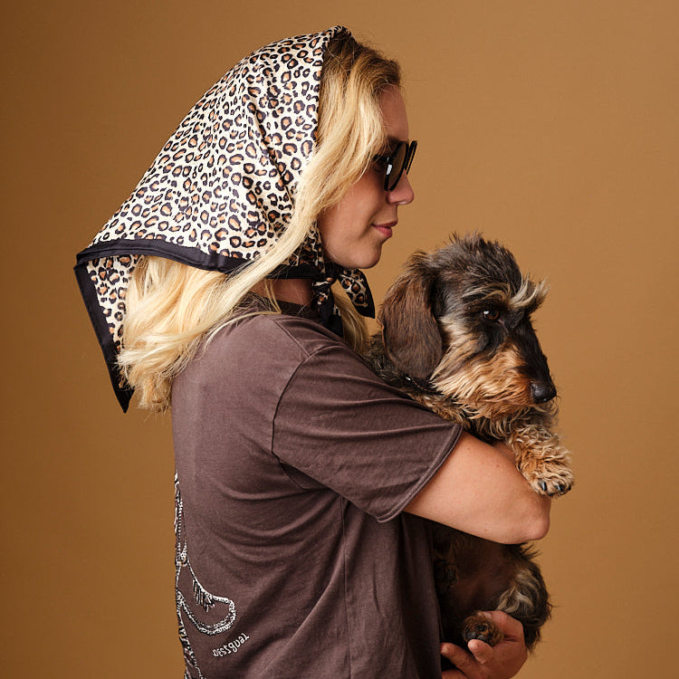 100% pure silk scarf - Léopard
