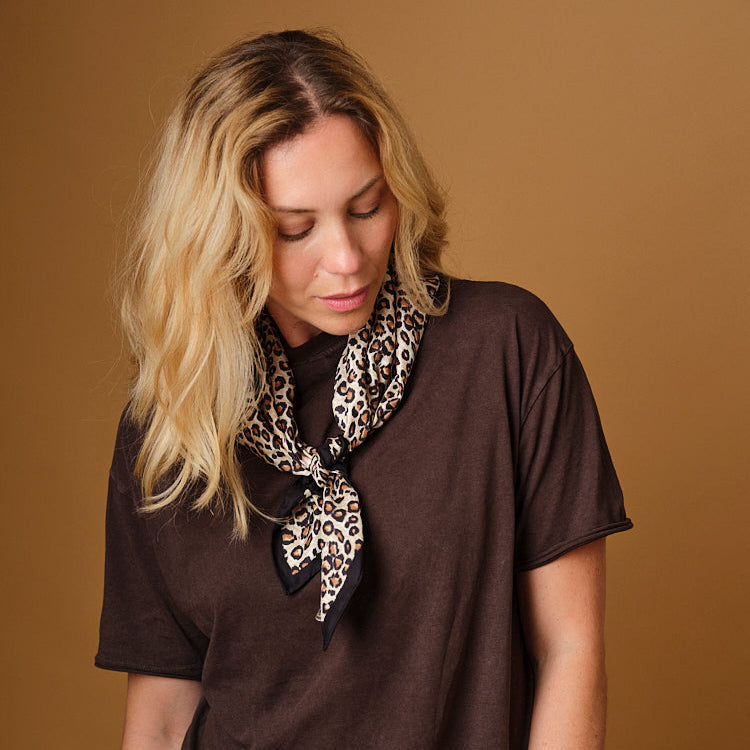 100% pure silk scarf - Léopard