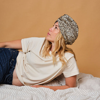 100% Pure Mulberry Silk Turban - Léopard