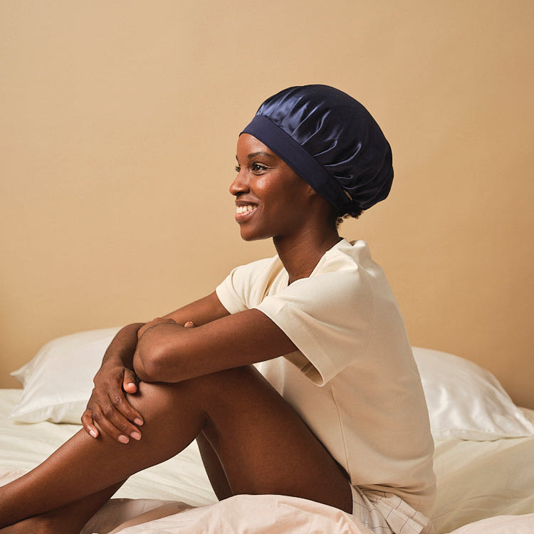 Silk hair bonnet - Midnight blue