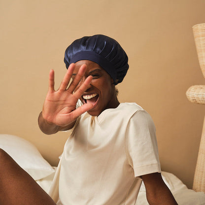 Silk hair bonnet - Midnight blue