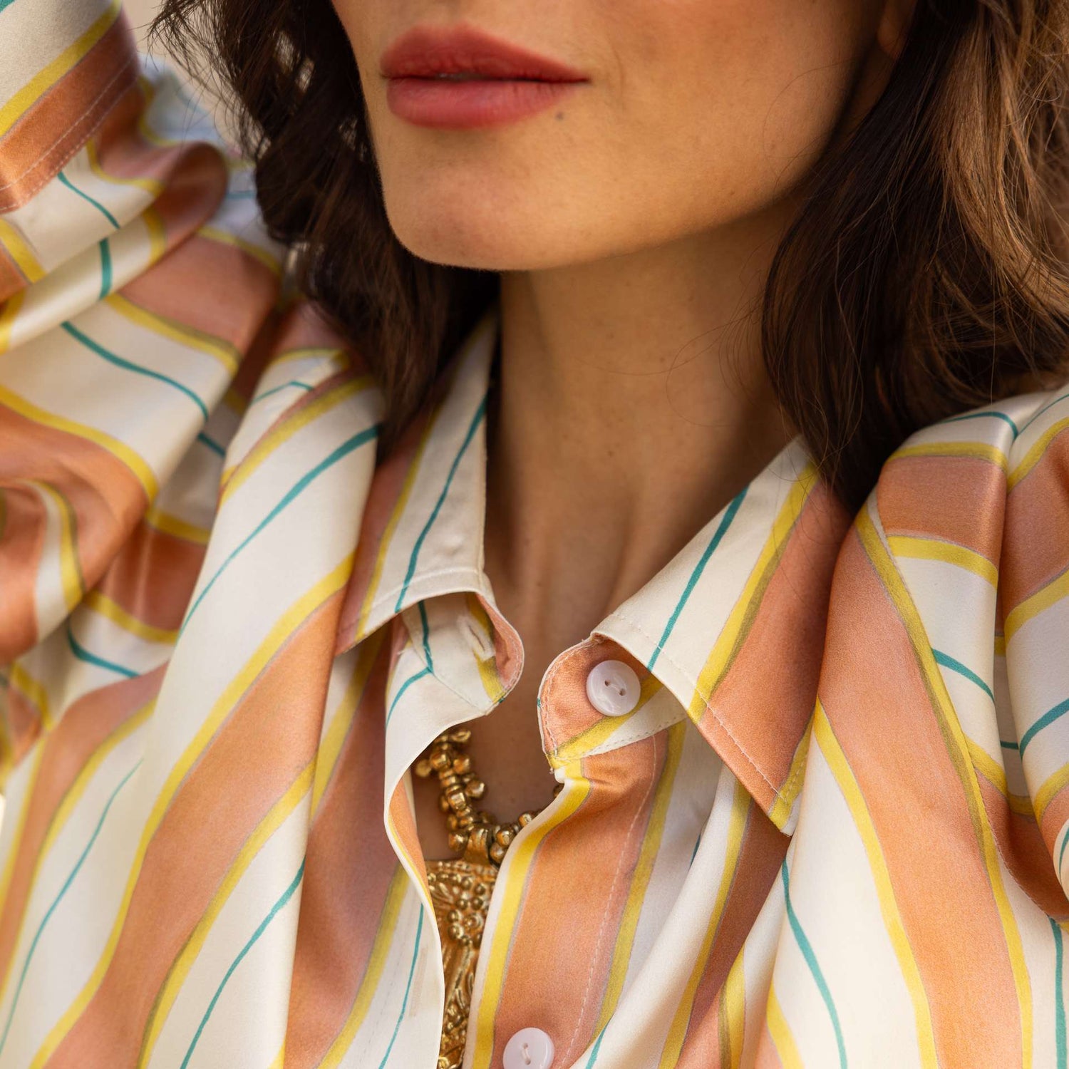 100% Pure Mulberry Silk Shirt - Divine Lines