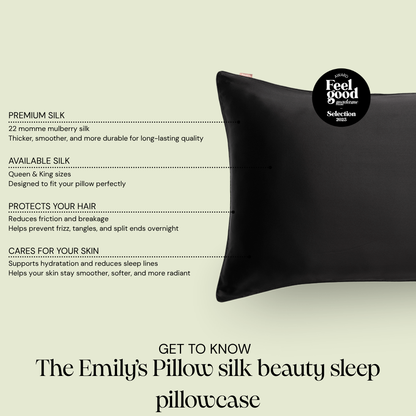 100% Mulberry Silk Pillowcase - Black
