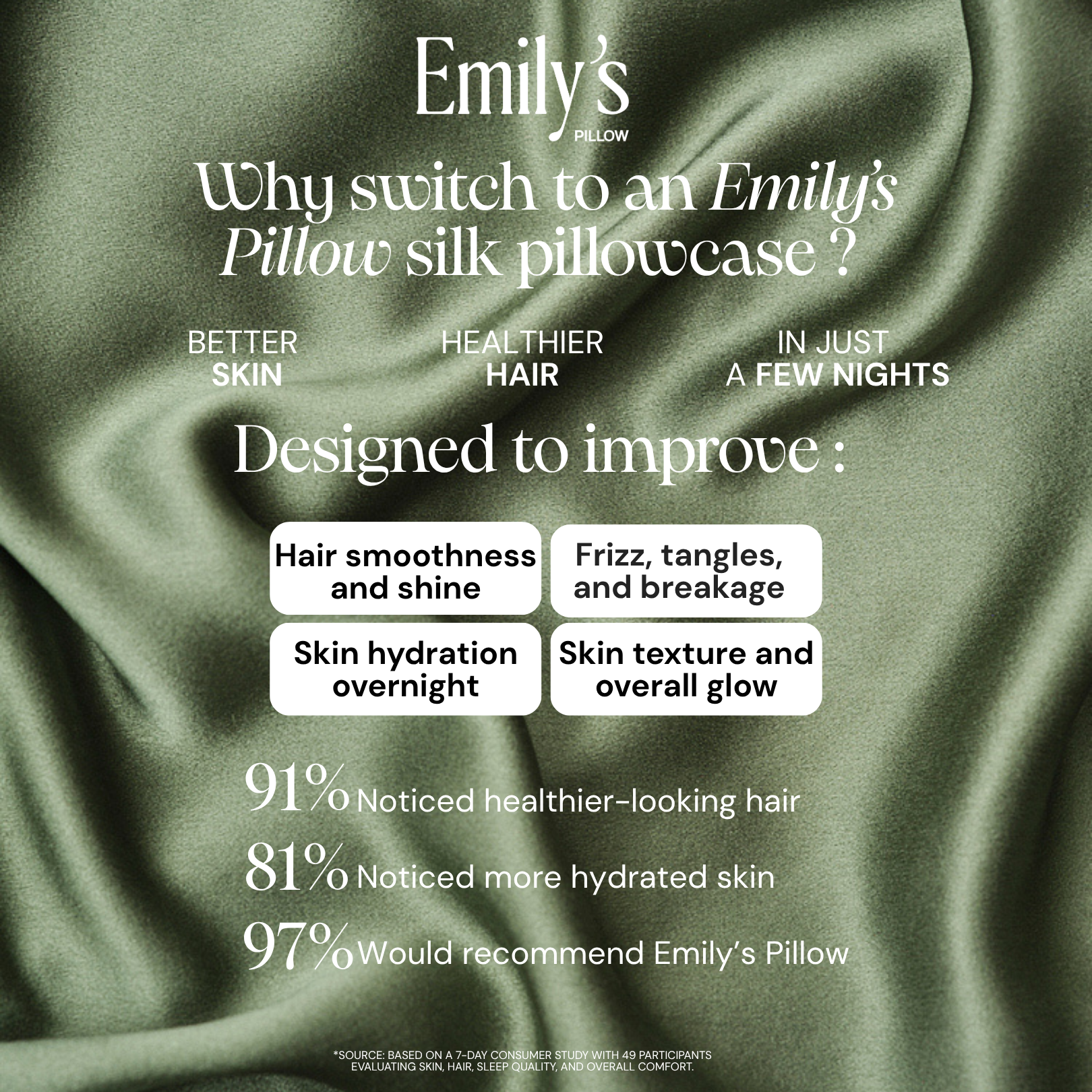 100% Mulberry Silk Pillowcase - Sage green