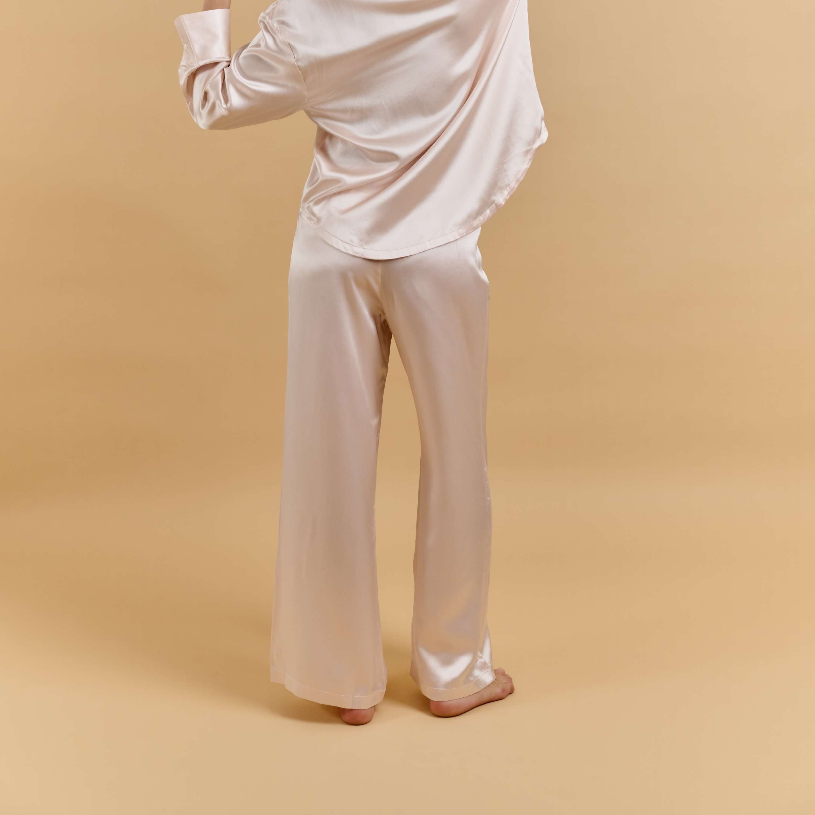 100% Pure Mulberry Silk Oversize Pants - Powder Pink