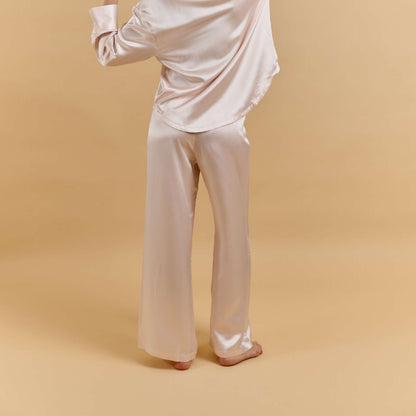 100% Pure Mulberry Silk Oversize Pants - Powder Pink