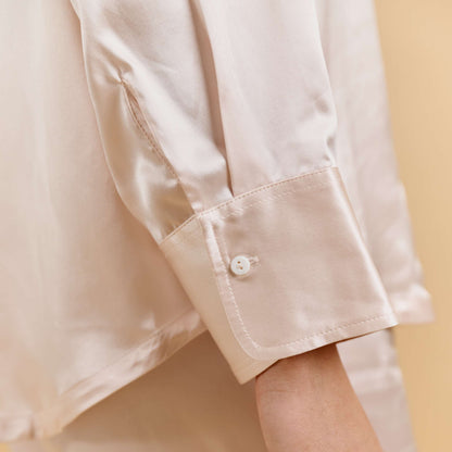 100% Pure Mulberry Silk Oversized Shirt - Powder Pink