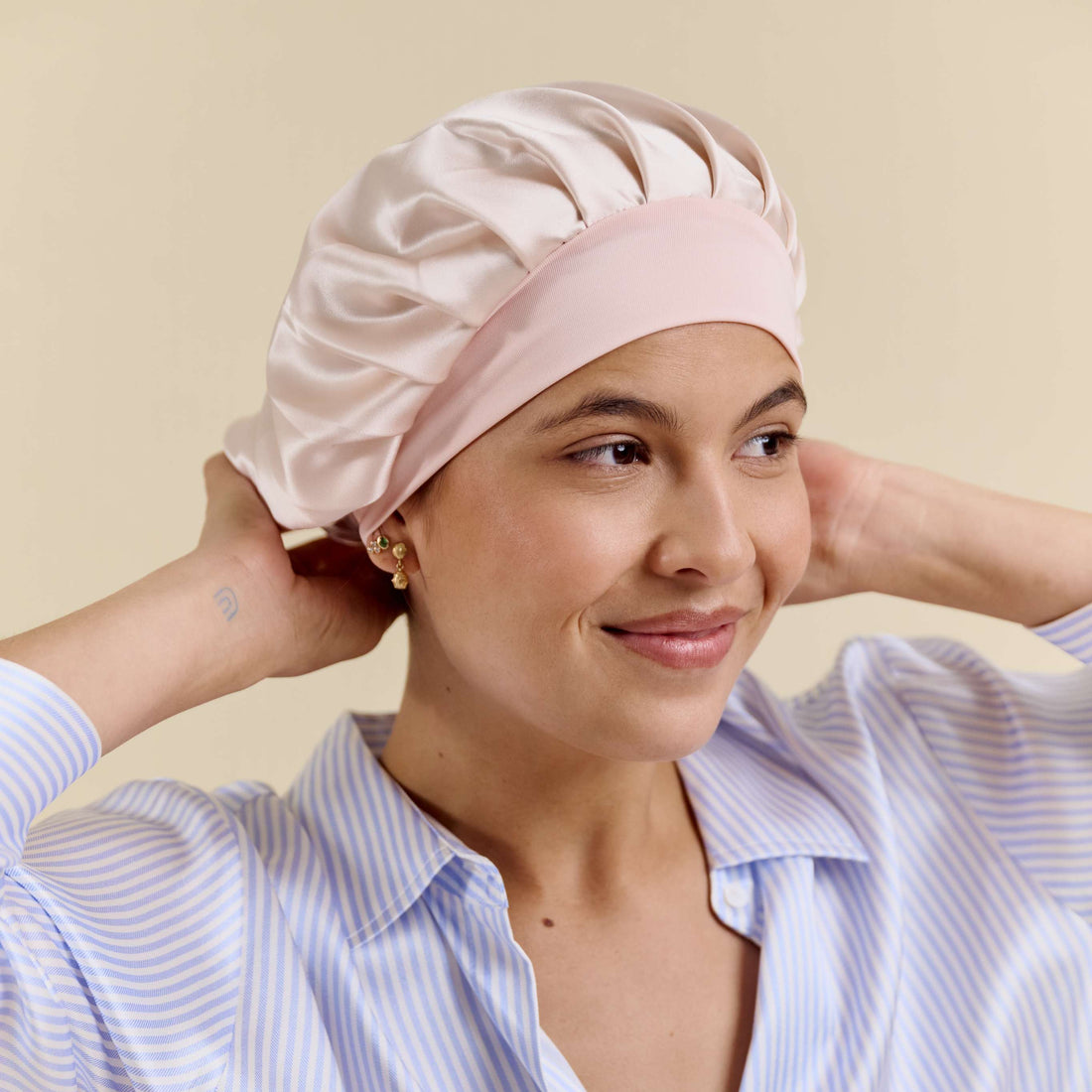 Silk hair bonnet - Powder Pink