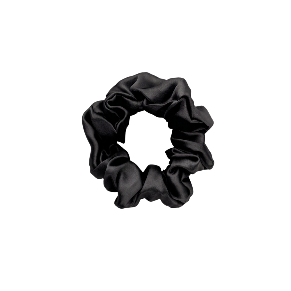 100% pure silk scrunchie - Medium - Black