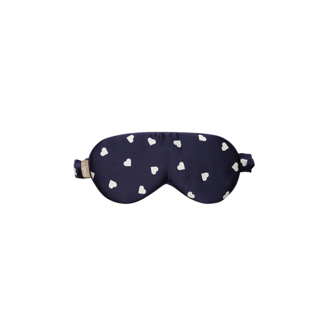 100% Pure silk sleep mask - Blue Heart Cream