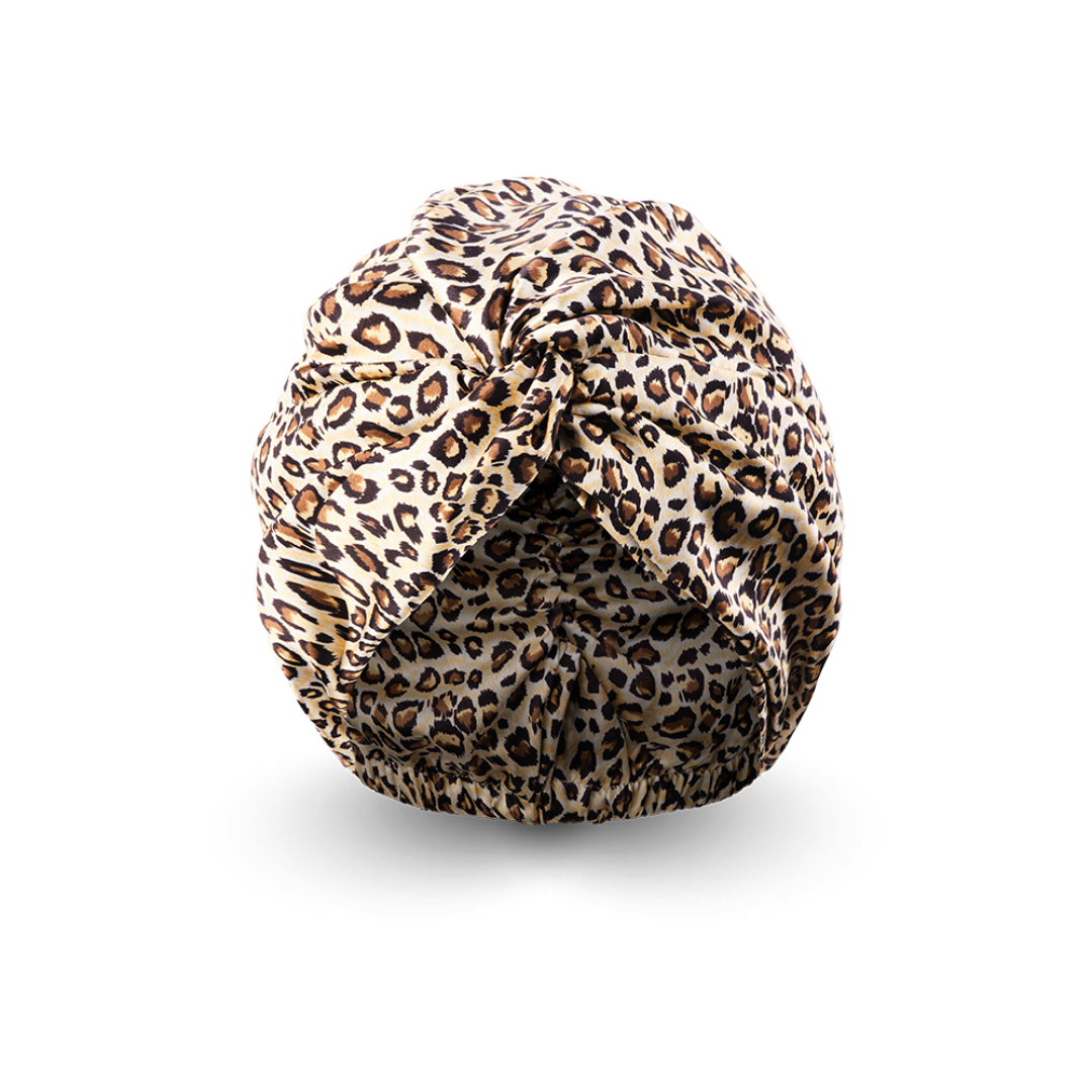 100% Pure Mulberry Silk Turban - Léopard