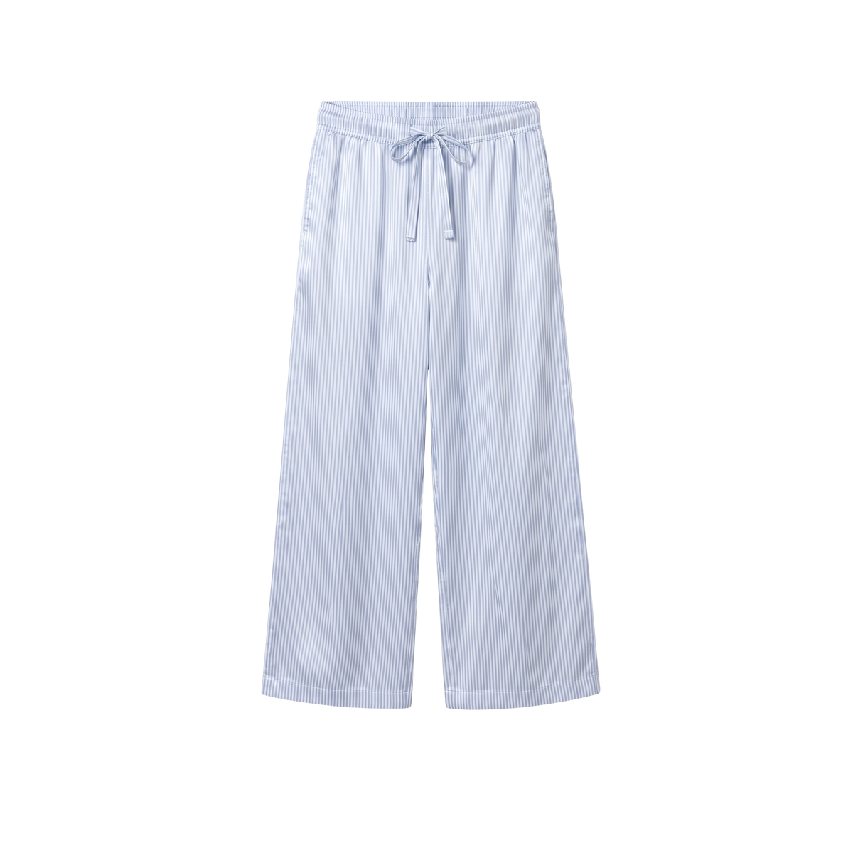 Pantalon oversize 100 % pure soie de mûrier - Rayures bleues