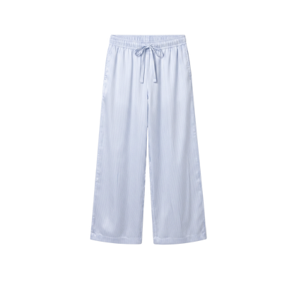 Pantalon oversize 100 % pure soie de mûrier - Rayures bleues