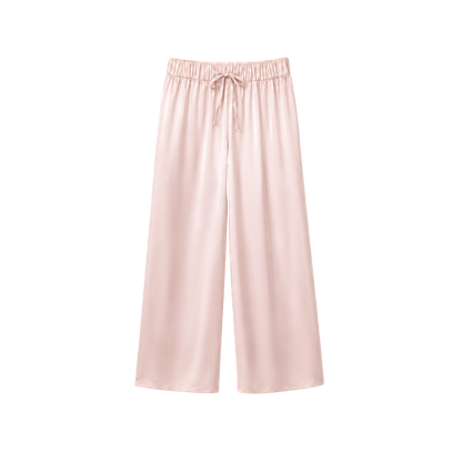 100% Pure Mulberry Silk Oversize Pants - Powder Pink