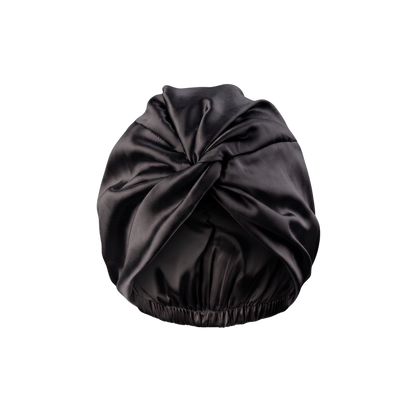 100% Pure Mulberry Silk Turban - Black